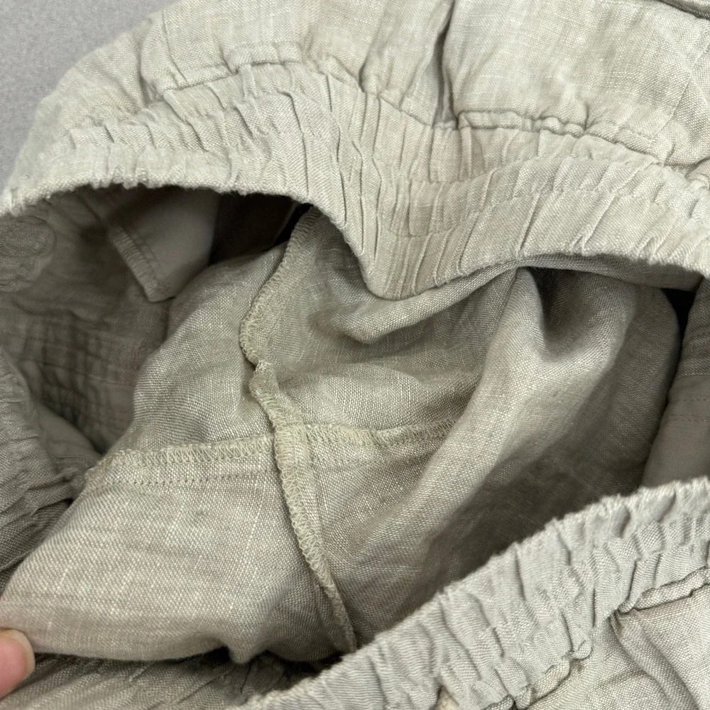 Quince Pants Womens Small Beige Euoropean Linen Wide Leg Drawstring Elastic 26